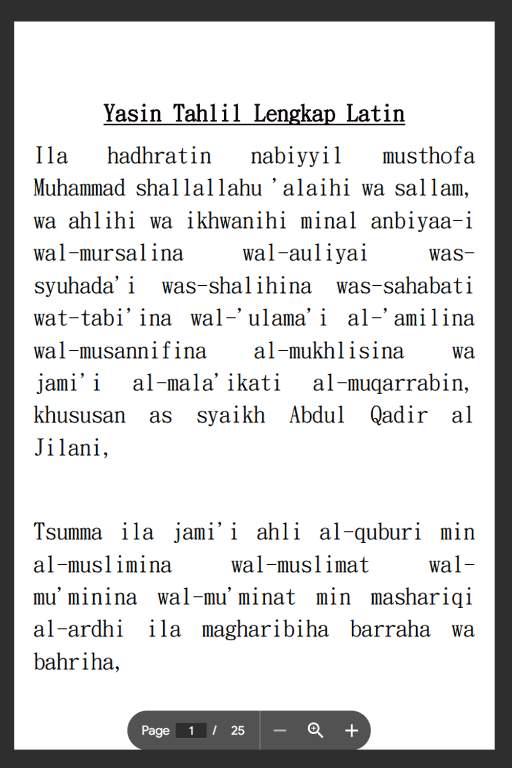 Surat Yasin dan Tahlil Lengkap Latin
